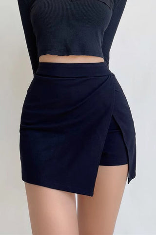 Sexy Solid Split Skirt Shorts