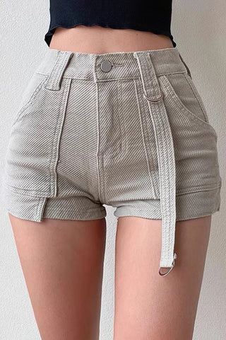 Lässige Jeansshorts mit hoher Taille und hochgezogenem Gesäß