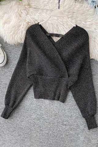 Elegant Long Batwing Sleeve Sweater Female Knitted Sweater Tops