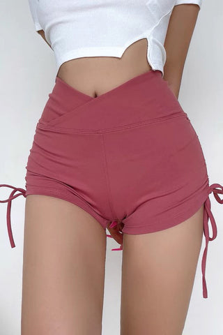 Sportliche Freizeitshorts mit seitlichem Kordelzug und hoher Taille