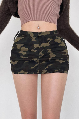 Camo Short Skirt Sexy High Waist Wrapped Hip Half Skirt