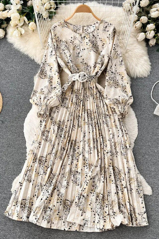 Robe longue plissée imprimée pour femme, élégante, à ceinture, robe de soirée à bandes