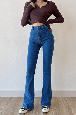 High Waisted Slim Fitting Pants Jeans