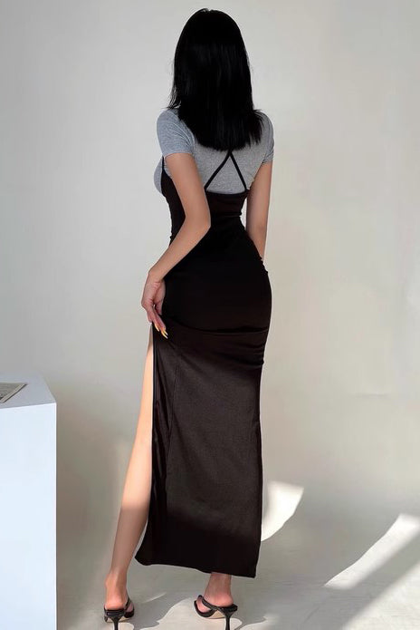 Sexy rückenfreies Kleid mit gekreuzten Trägern