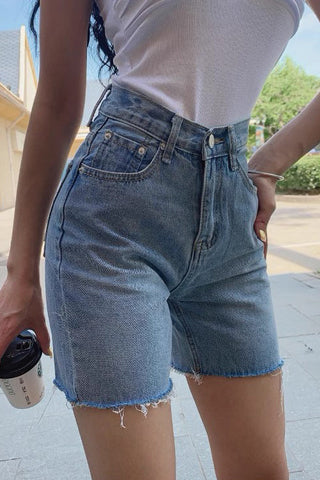 Retro-Jeansshorts mit hoher Taille