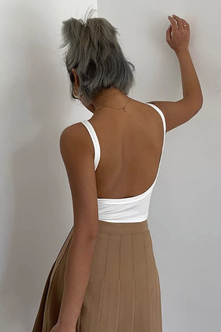 Solid Backless Crop Vest Tops