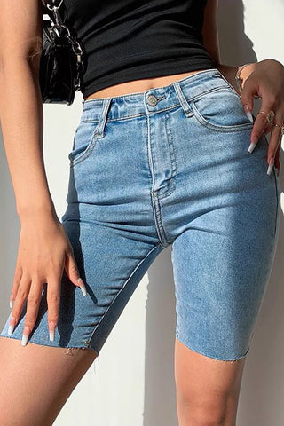 Retro High Waist Skinny Elastische Jeansshorts