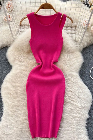 Knitting Mini Dress Sheath Tank Dress Female Sundress