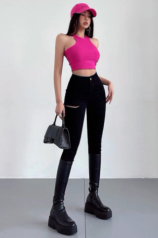 Sexy Ripped High Waisted Stretch Jeans Pants