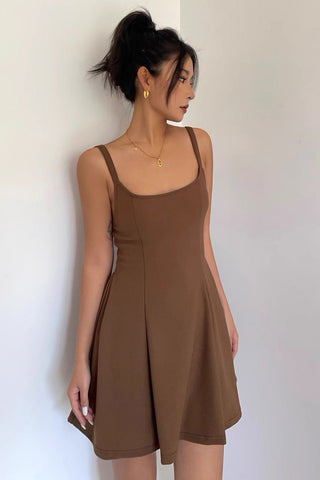 Lace Up Backless Suspender Dress