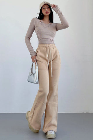 High Waist Bell Bottom Sweatpants Casual Plus Velvet Pants