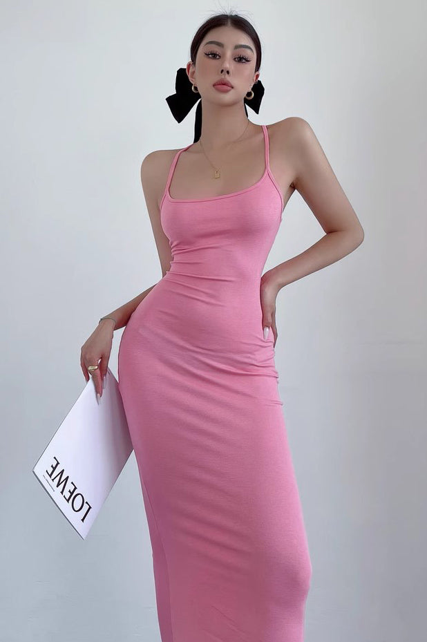 Strap Open Back Suspender Sexy Wrap Buttocks Fishtail Dress