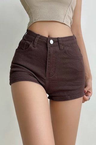 High Waist Wrap Hip Denim Shorts