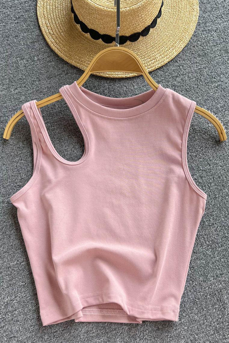 Tank Tops Hollow Out Sleeveless Casual Crop Tops