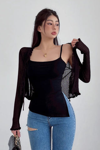 Thin Style Lace Knit Shirt Sunscreen Top