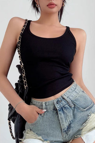 Off Shoulder Strap Tank Tight Sleeveless Top