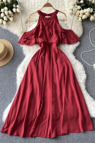 Romantic Ruffles Off Shoulder High Waist Long Dress