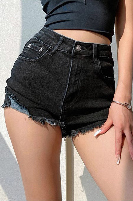 Jeansshorts mit hoher Taille