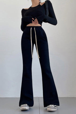 High Waist Bell Bottom Sweatpants Casual Plus Velvet Pants