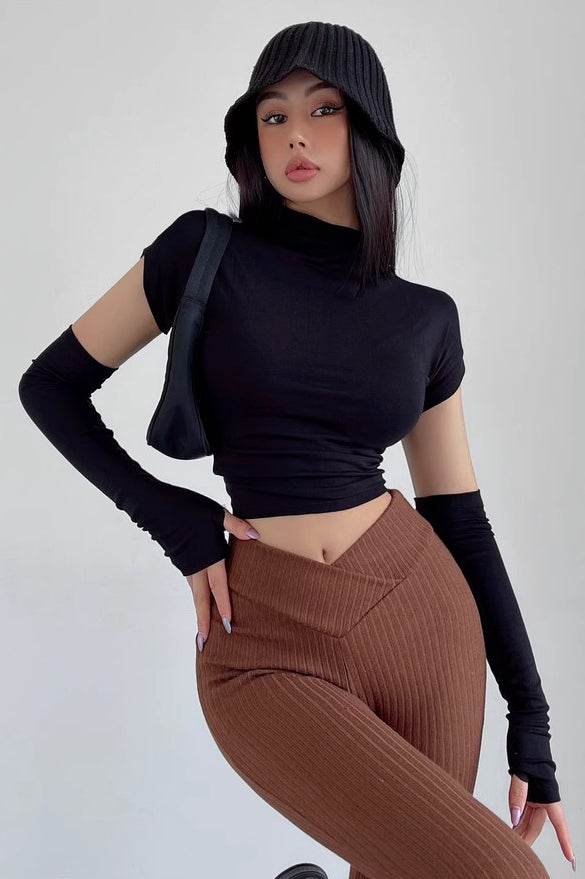 Round Neck Tight Top with Long Sleeve