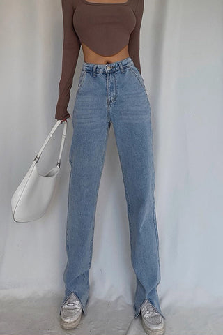 Split Trouser Legs High Waisted Jeans