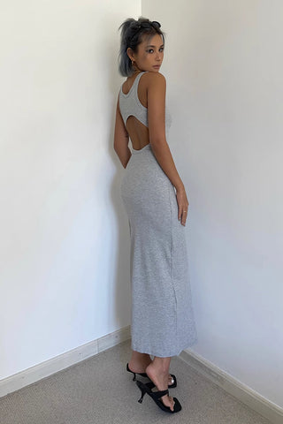 Solid Sleeveless Backless Bodycon Dress