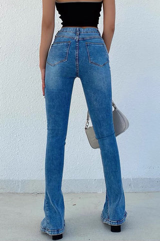 High Waist Flared Horseshoe Pants Trousers Tight Fitting Jeans