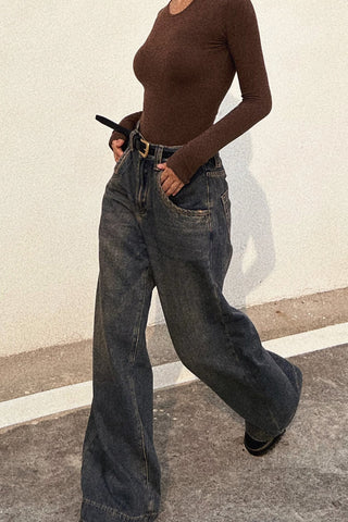 Retro Slant Pocket Straight Leg Jeans