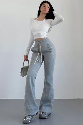 High Waist Bell Bottom Sweatpants Casual Plus Velvet Pants