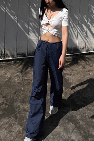 Solid Slant Pocket Wide Leg Pants