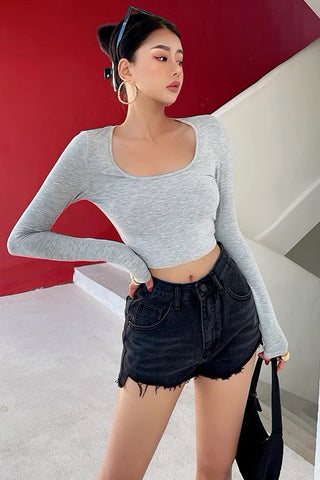 Irregular High Waist Denim Shorts