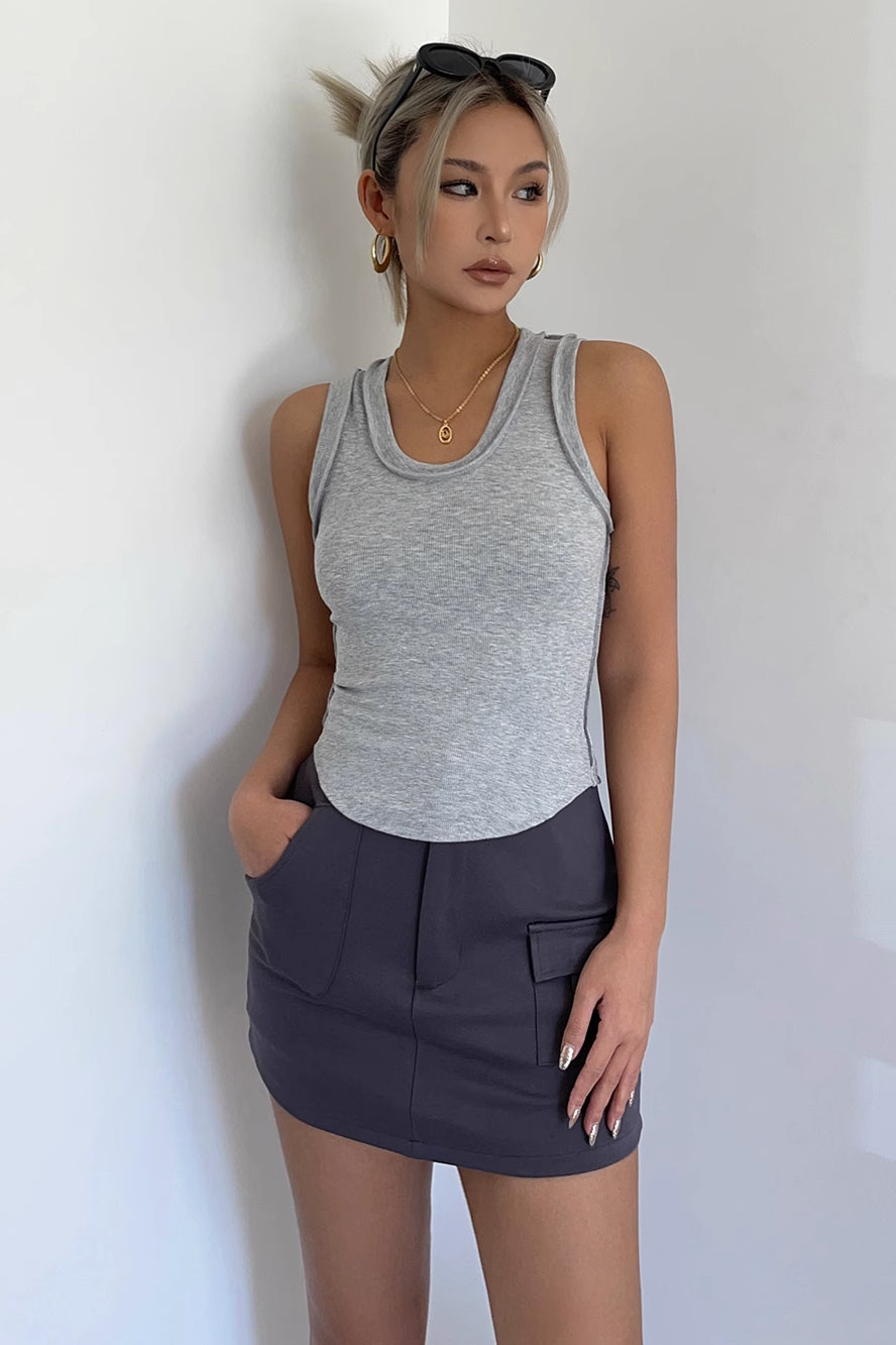 Solid Asymmetrical Hem Cami Vest Tops