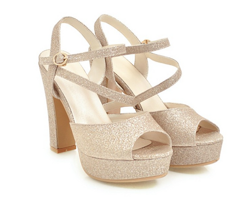 Glowing Beauty Glitzer Plateau Heels