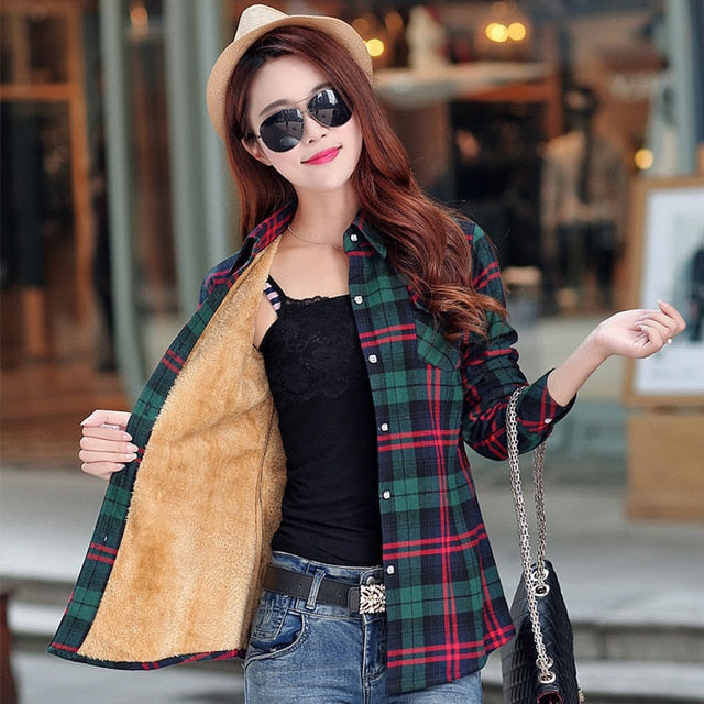 Plaid Design Warm Thick Winter Shirt Jackets