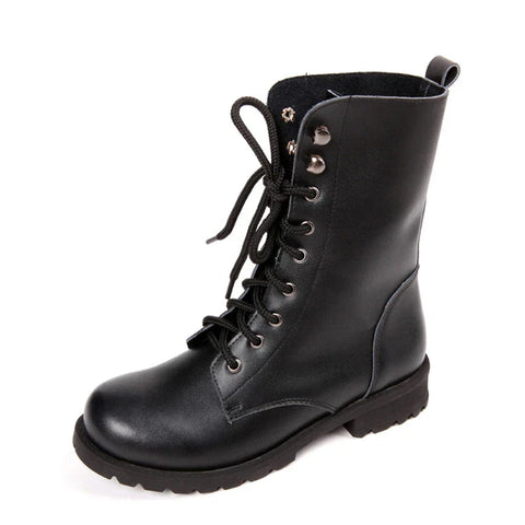 British Motorcycle Style Low Heel Ankle Boots