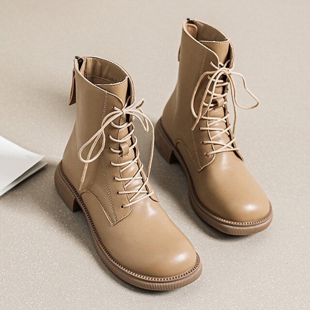 Round Head Lace Up Chelsea Boots For Winter