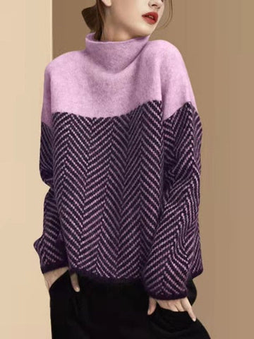 Winter Retro Zwei Farben Pullover