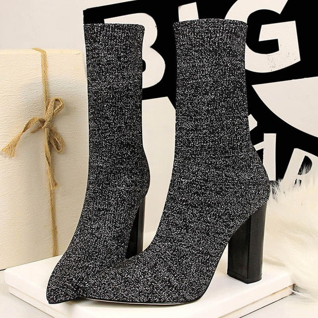 Thin Square Heel Elegant Winter Shoes