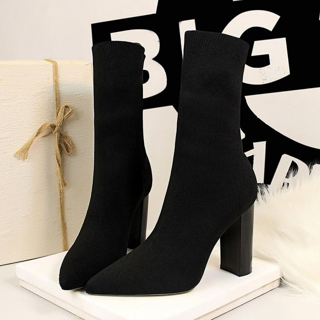 Thin Square Heel Elegant Winter Shoes