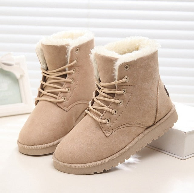 Female Plush Insole Suede Snow Boots