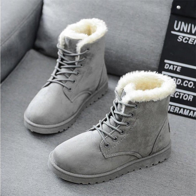 Female Plush Insole Suede Snow Boots