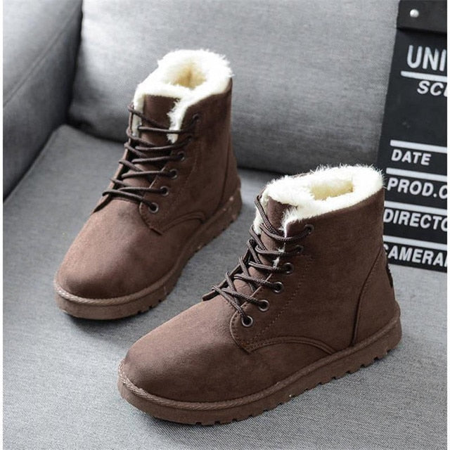 Female Plush Insole Suede Snow Boots