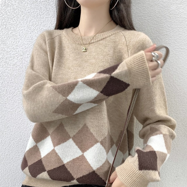 Wollpullover mit geometrischem Muster