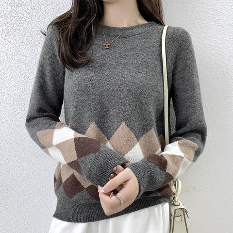 Wollpullover mit geometrischem Muster