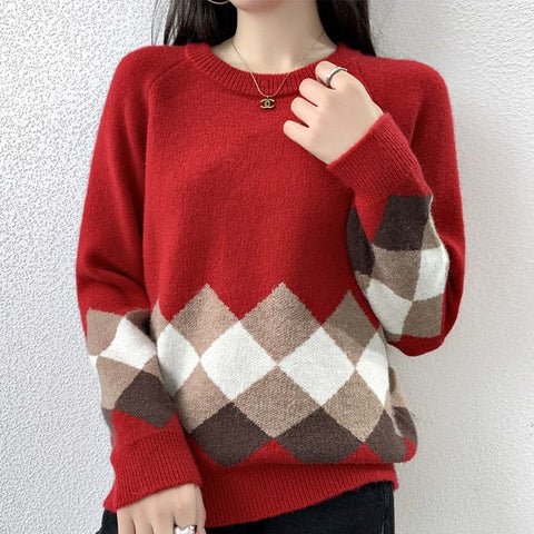 Wollpullover mit geometrischem Muster