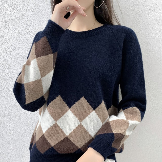 Wollpullover mit geometrischem Muster