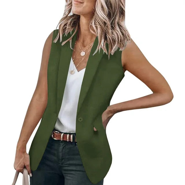 Excellent Soft Touch Comfortable Sleeveless Casual Blazers