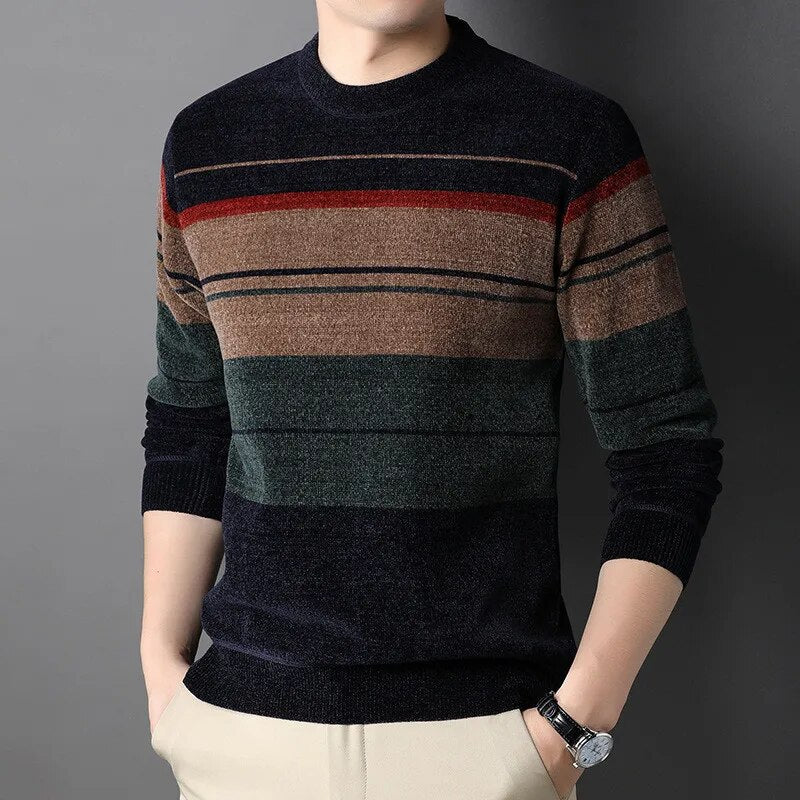 Men's Printed Fleece Sweater: Autumn/Winter Warmth in Korean Style