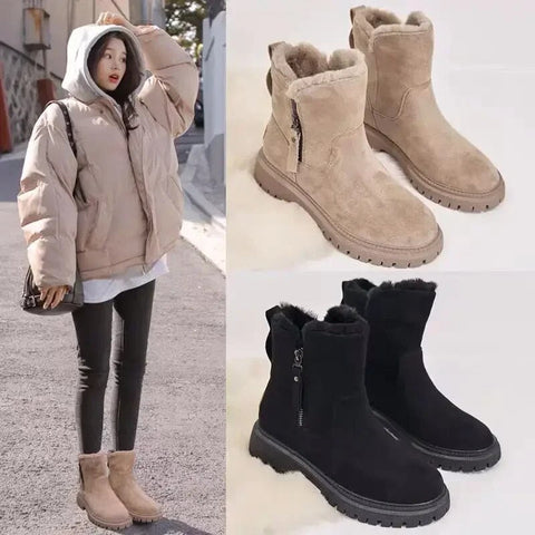 Rough Terrain Style Zipper Closure Snow Boots