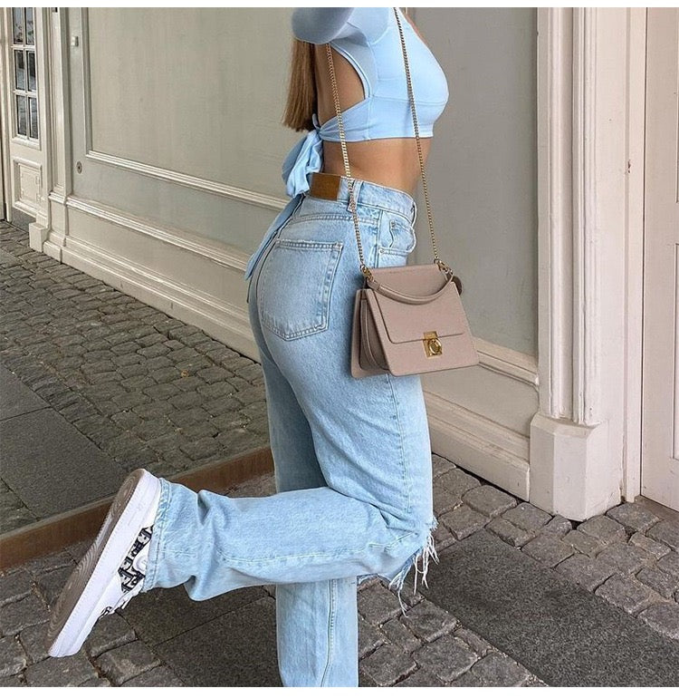 Isla Ripped Wide Leg Jeans